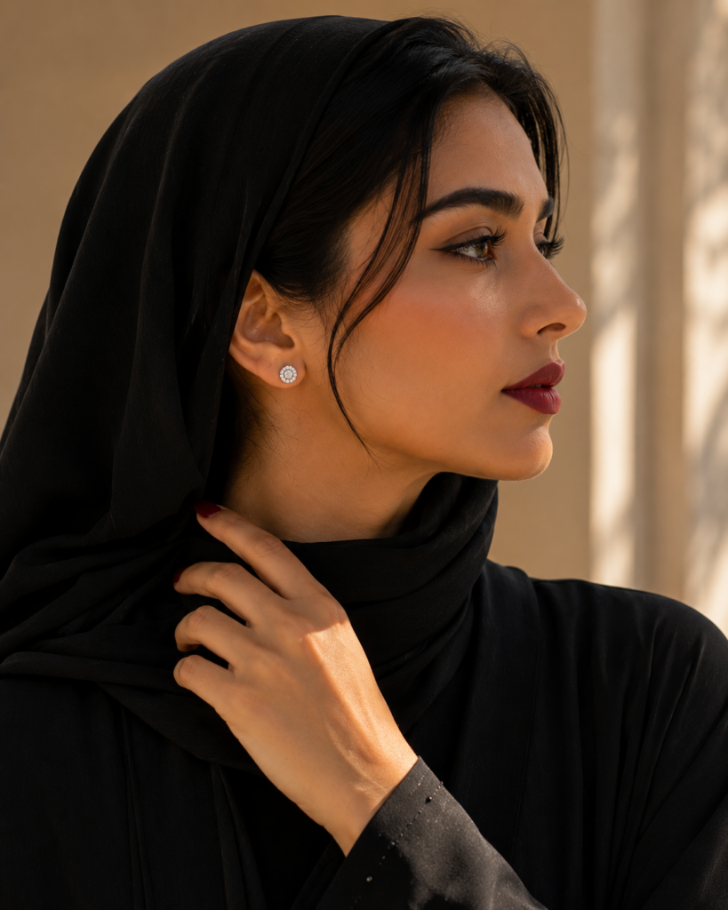 Emirati woman wearing Power8 jewelry